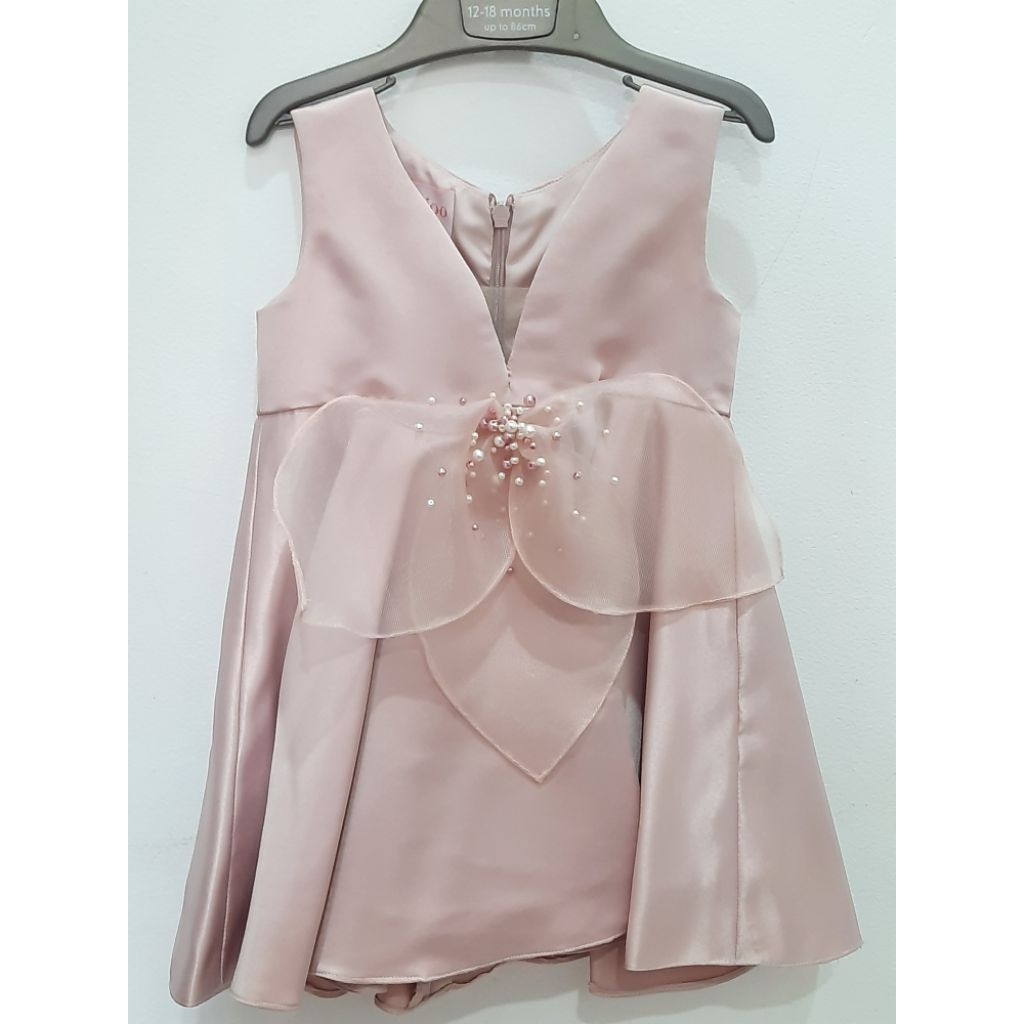 PRELOVED dress anak perempuan cewe ichigo baby bunga mutiara rose gold