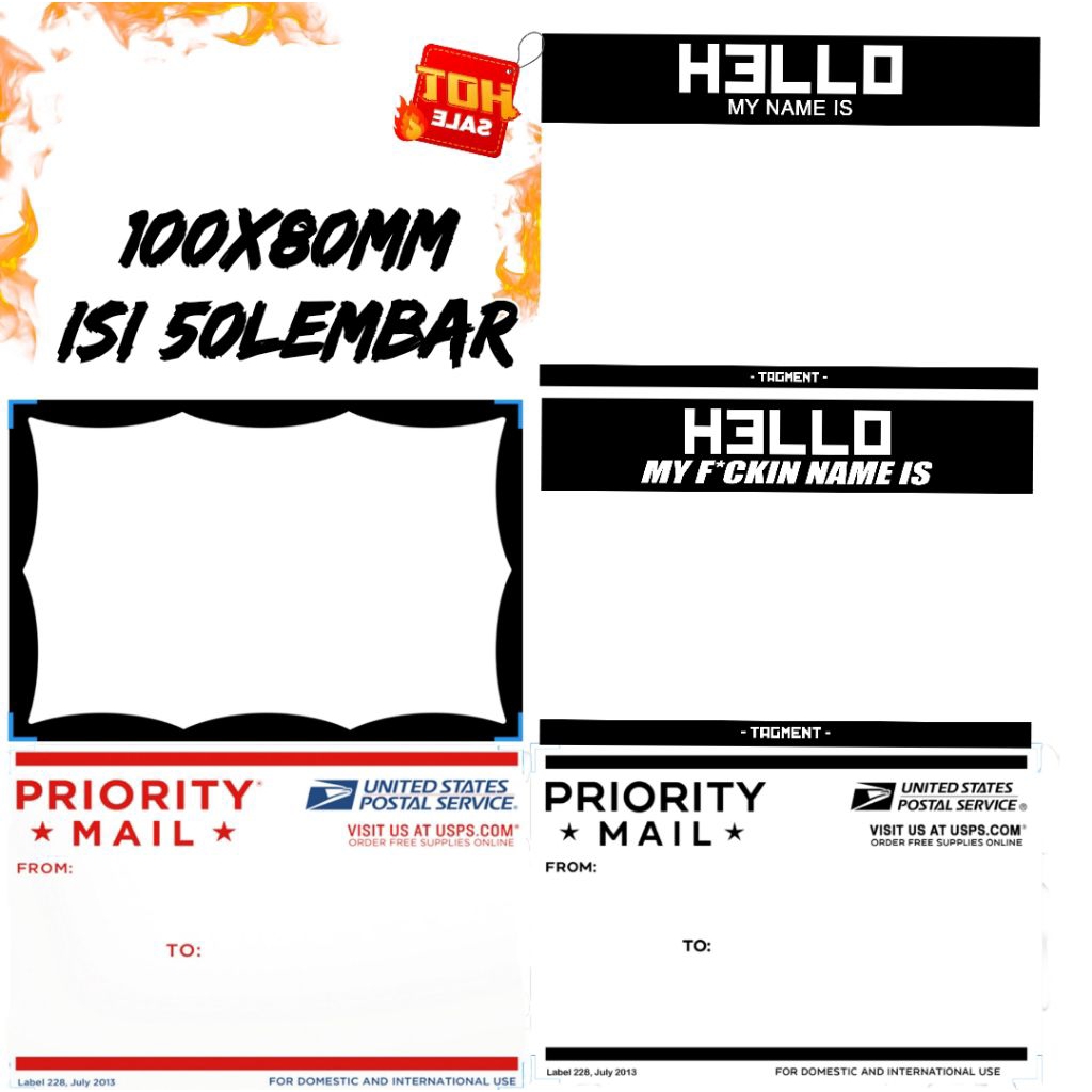 

Tagment Aneka Stiker Blank Priority Hello my name is 8mm 100x80mm isi 50Lembar