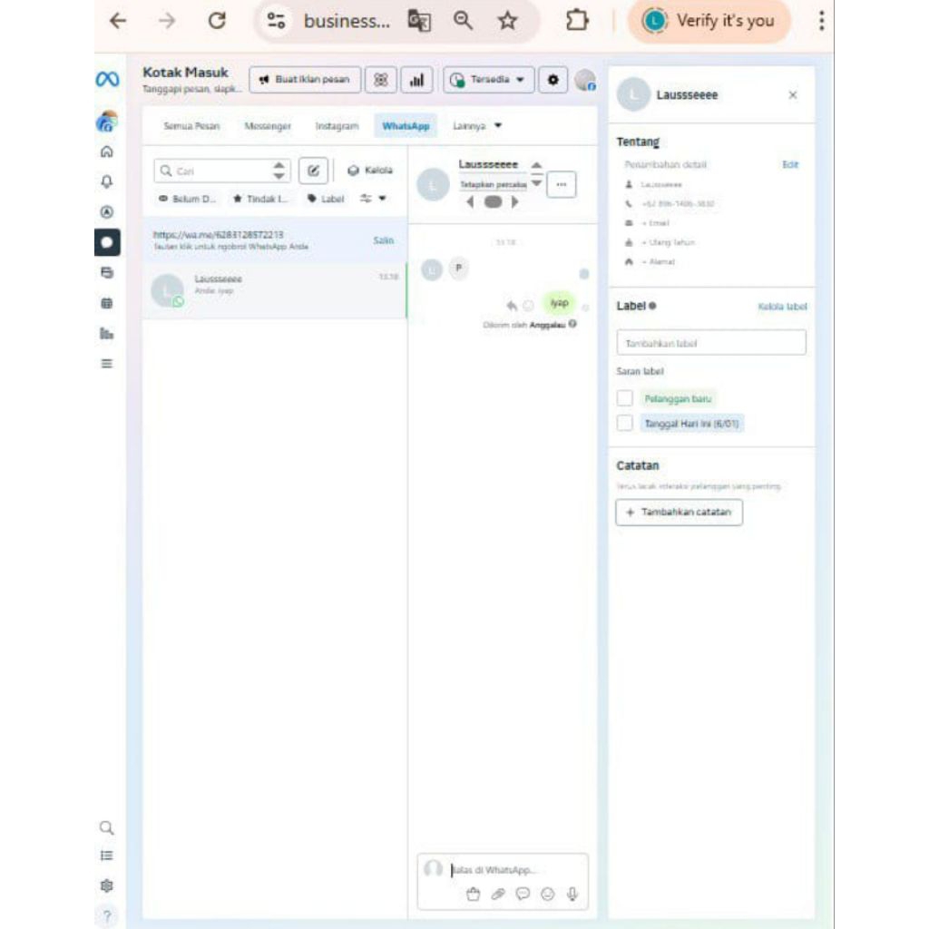 fanspage fitur wa sudah colok nomor