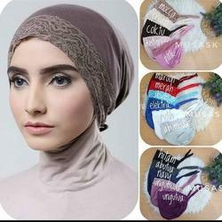 (PUTRI)inner kerudung renda tali //dalaman kerudung//ciput basic turki mix renda tali super //ciput 