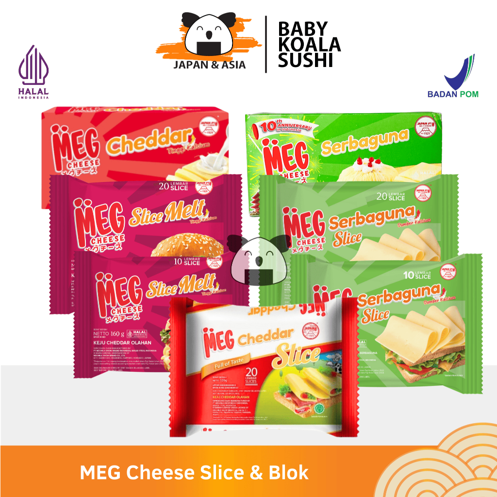 

MEG CHEESE Keju Slice & Blok Halal | Keju lembaran | Keju Parut | Cheddar | Melt Serbaguna