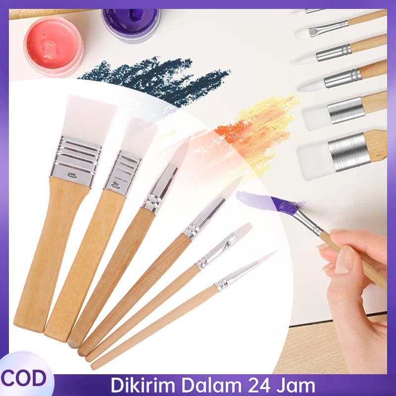 

(6pcs) Kuas Lukis Kuas Lukis Set Paint Brush Kuas Melukis Cat Kuas Nylon Round Flat Brush Kuas Melukis Cat / Brush Paint By Number