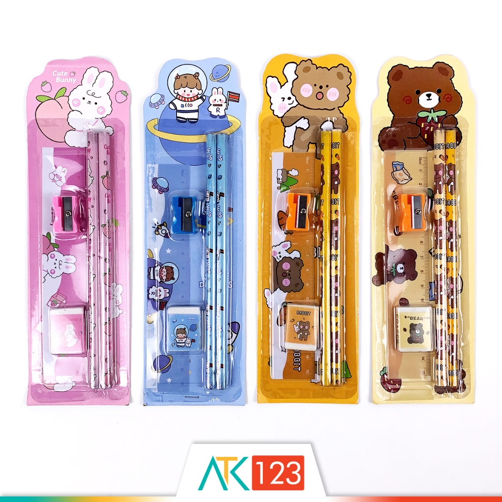 

Set Alat Tulis Anak Karakter / Kartun Lucu / Pensil / Penghapus / Rautan / Penggaris / Stationery / Pencil / Eraser / Sharpener / Ruler Set STTS-SQ5116