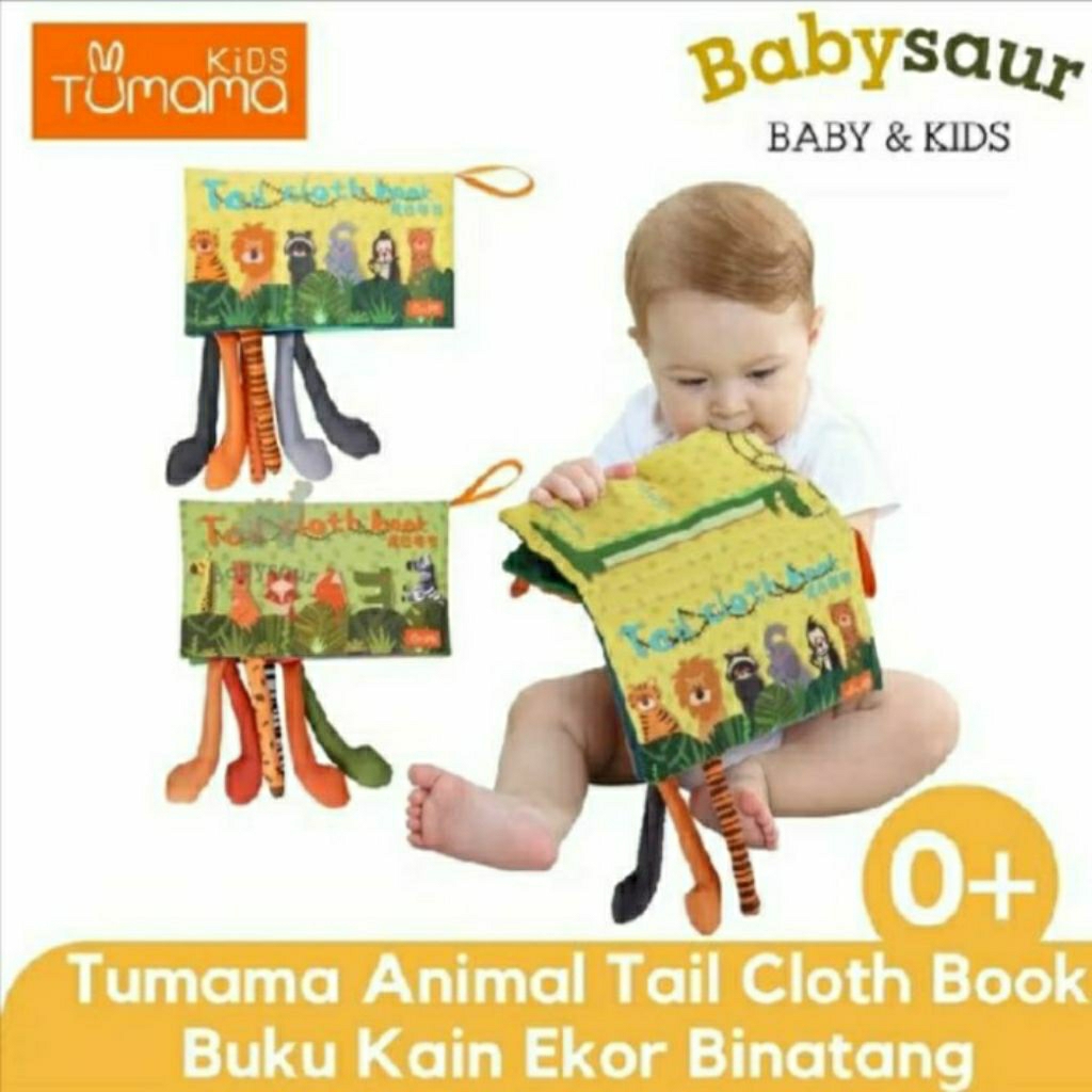 Tumama Animal Tail 3D Cloth Book Mainan Buku Kain Ekor Binatang Edukasi Anak