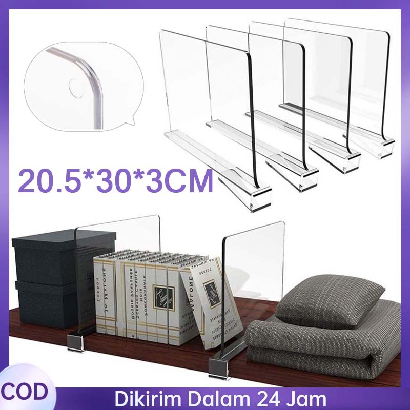 Lemari Pakaian Transparan Sekat Lemari Buku Acrylic Pembatas Lemari Sekat Lemari Buku Akrilik Sekat 