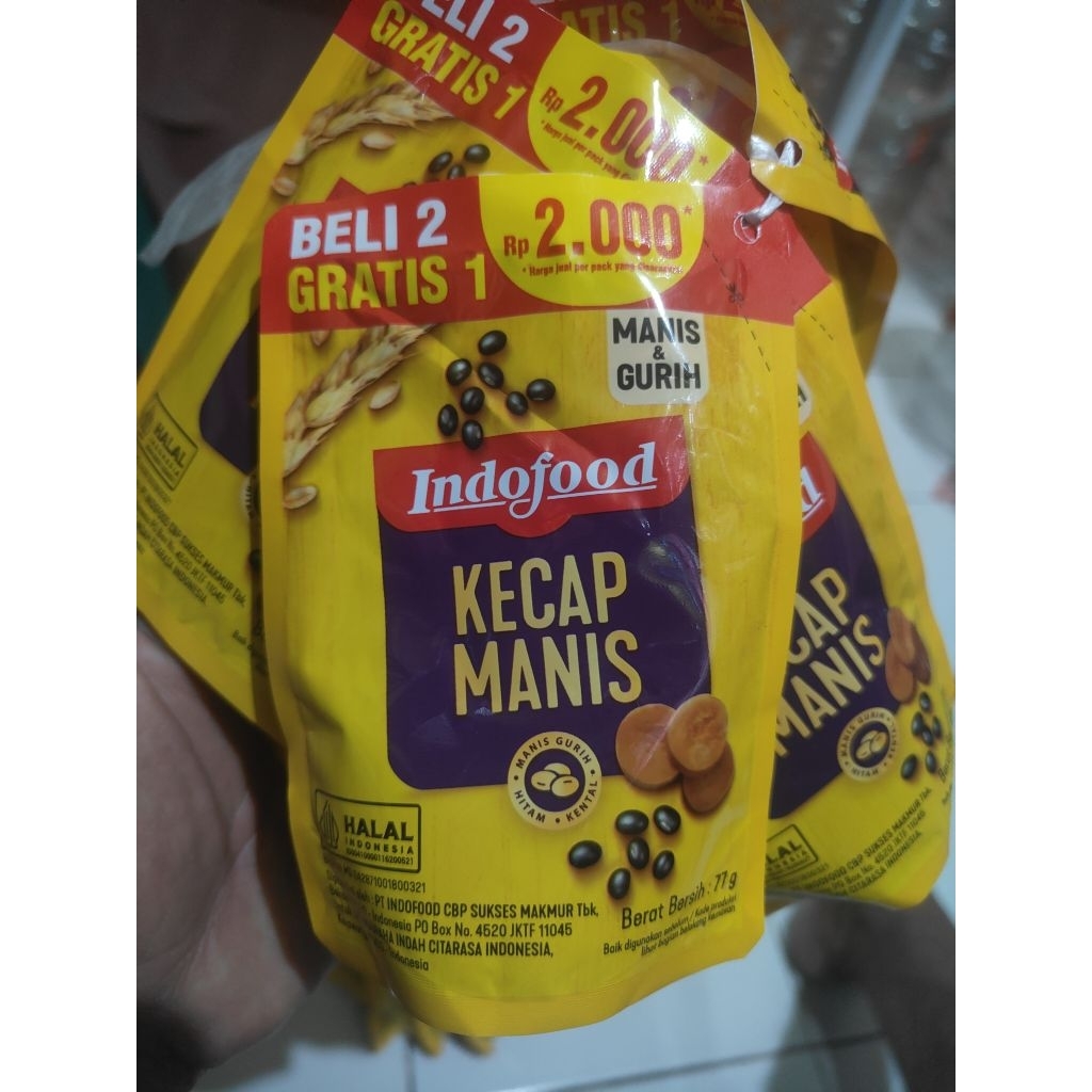 

Indofood kecap manis kemasan 77gram 15 pouch