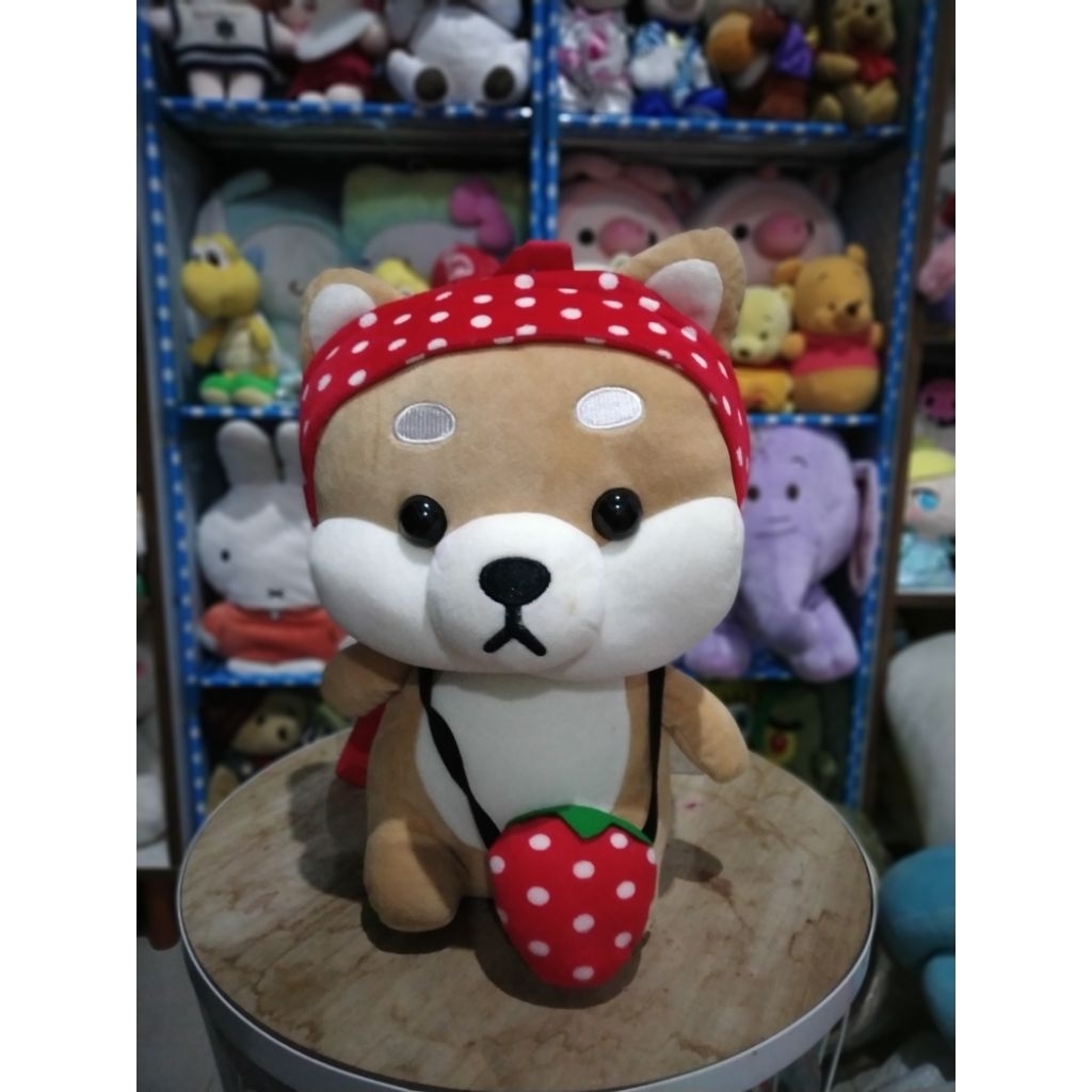 Russ Tas Shiba Gemoy Tas Boneka Tas Shiba Strawberry Original Soft Tosy