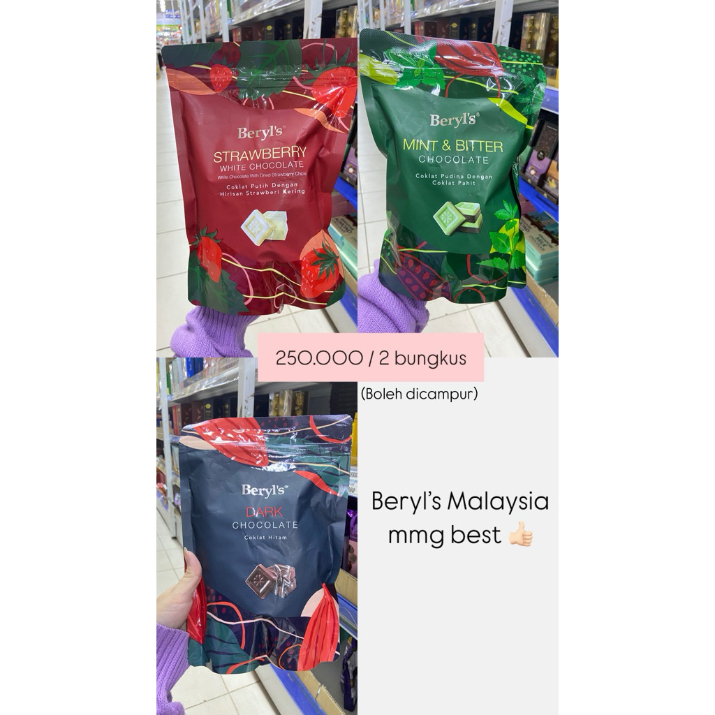 

Beryls Malaysia Original Coklat Mint Strawberry DAPAT 2 BUNGKUS