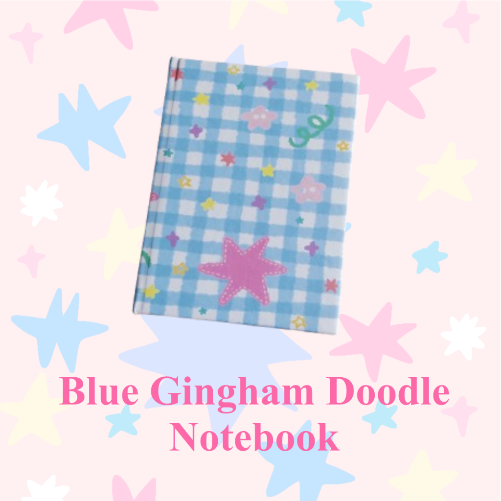 

Blue Gingham Doodle Notebook - Warm Cappuccino Studio Sticker Bullet Journal DIY Kraft Buku Jurnaling Notebook