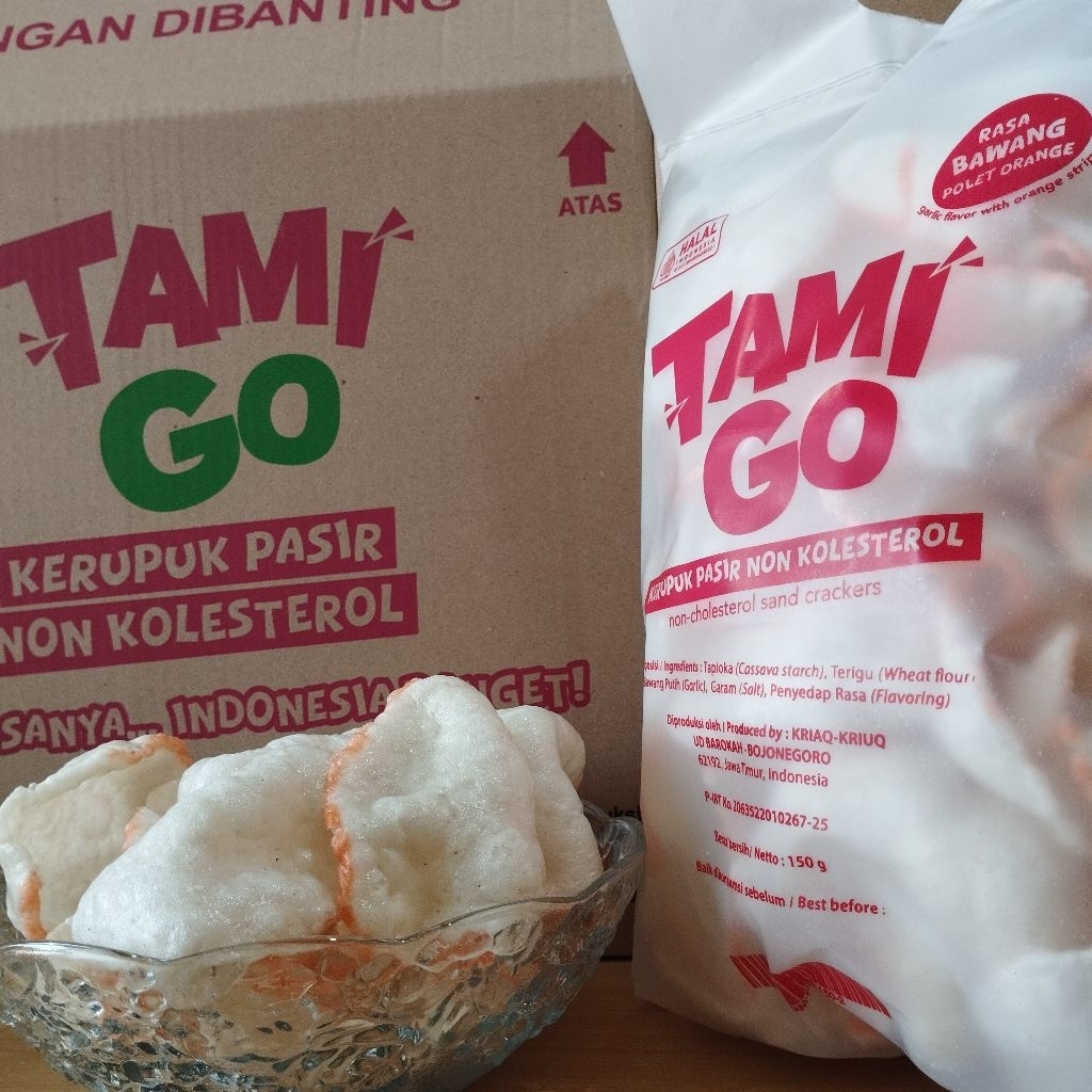 

Kerupuk Pasir Tamigo / Kriaq Kriuq Non Kolesterol 150gr Rasa Polet Orange Terasi