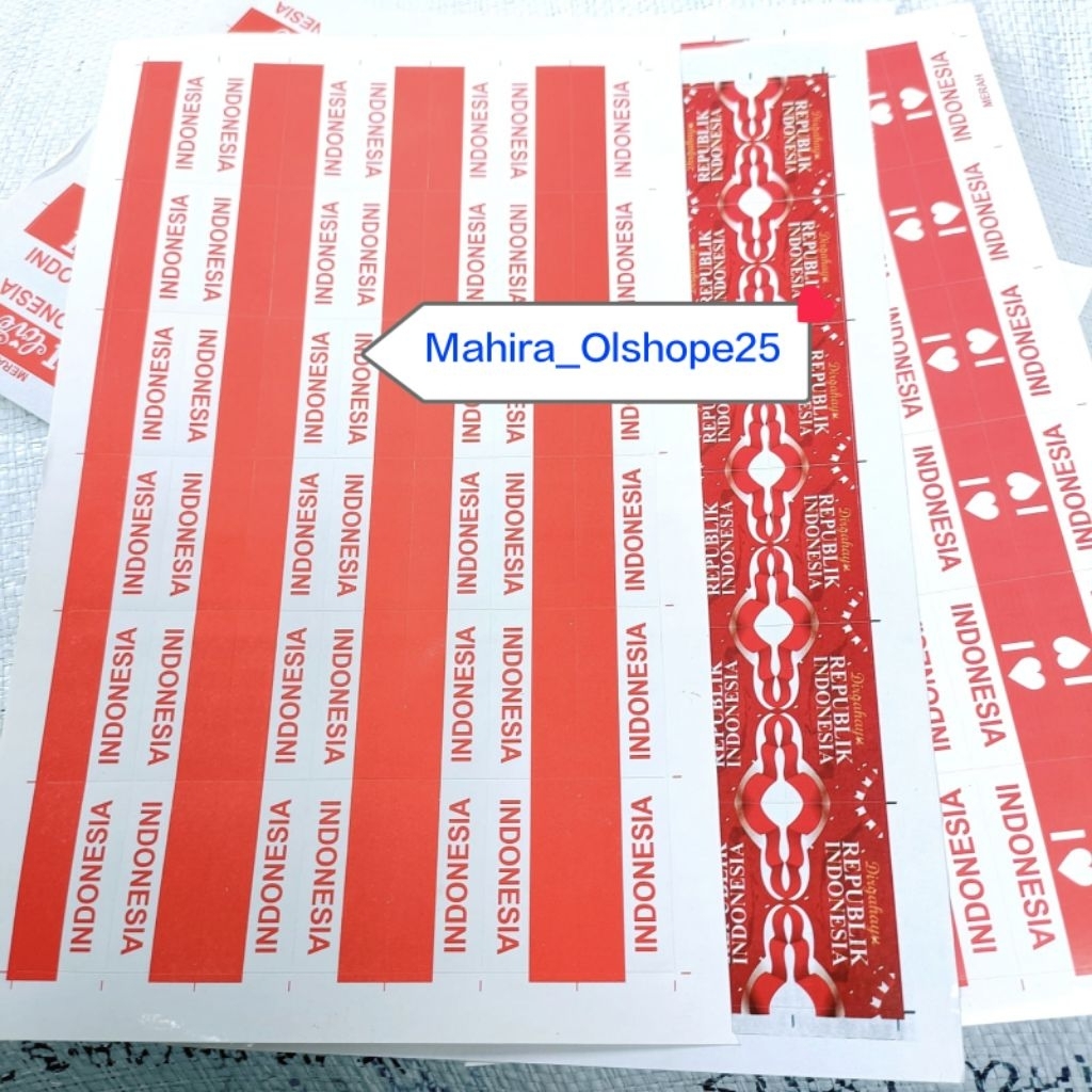 

10 Lembar stiker pipi INDONESIA / MERAH PUTIH Mix