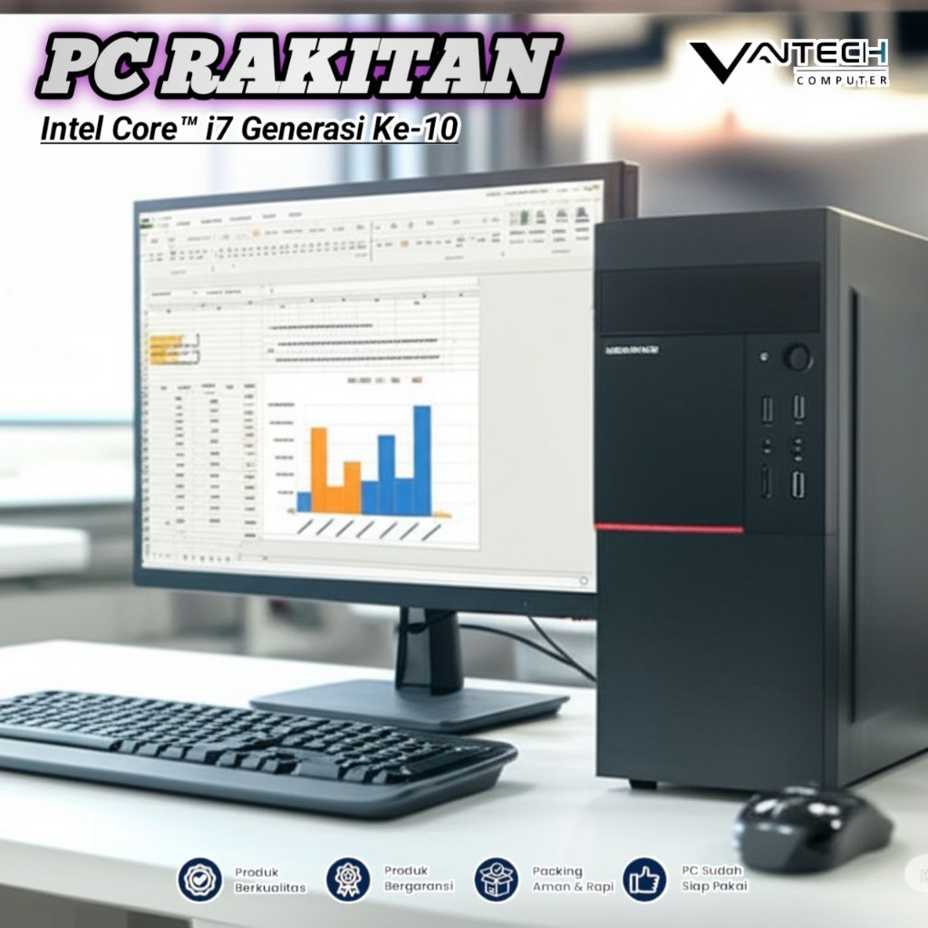 PC Core i7 10700 / 10700f Generasi ke-10 - Komputer Rakitan Siap Pakai, Garansi 1 Tahun
