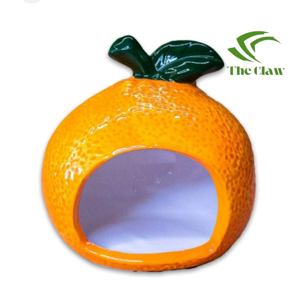 (The Claw) Rumah keramik hamster motif jeruk / hideout keramik hamster / rumah keramik Orange hamste