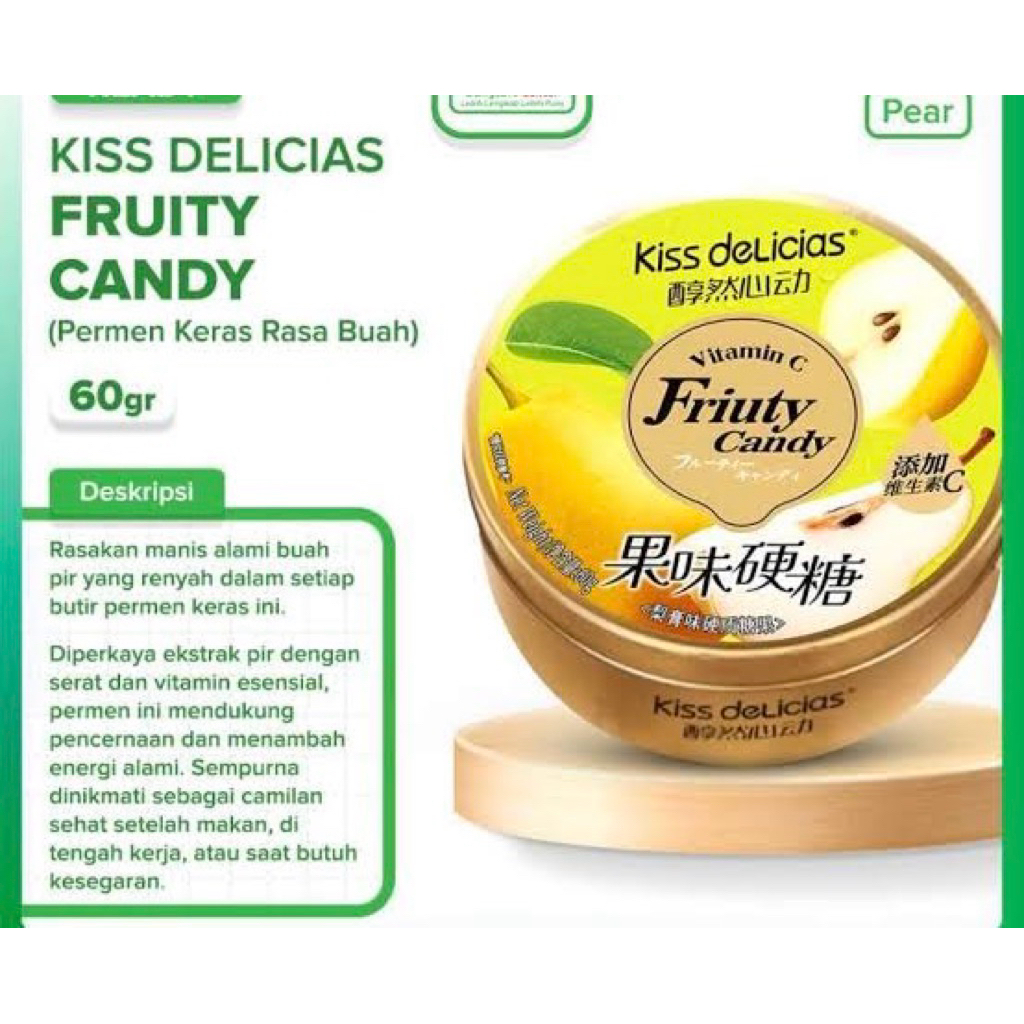 

Kiss delicious candy pear permen rasa buah 60gr