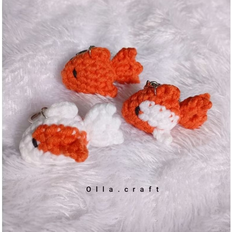 amigurumi tiny goldfish//tiny goldfish crochet keychain