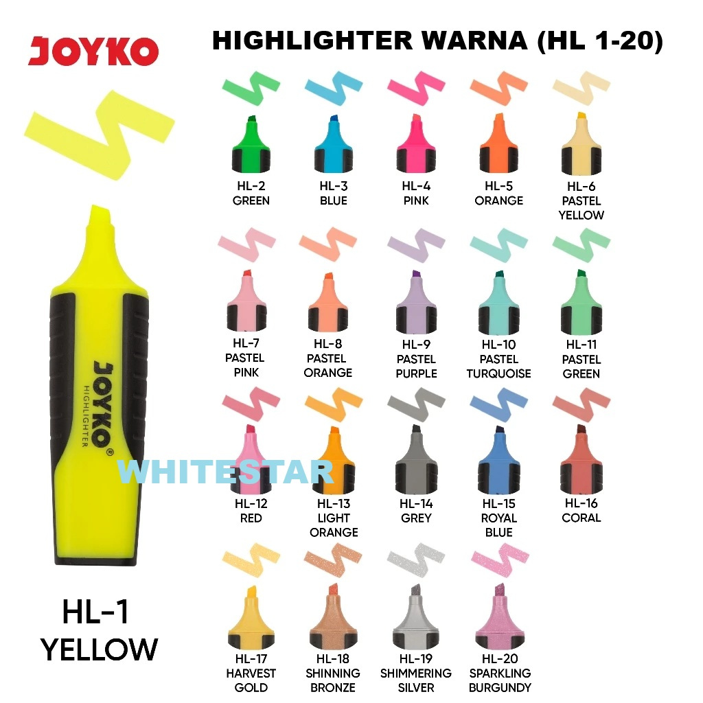 

highlighter / penanda warna joyko (hl 1-20)