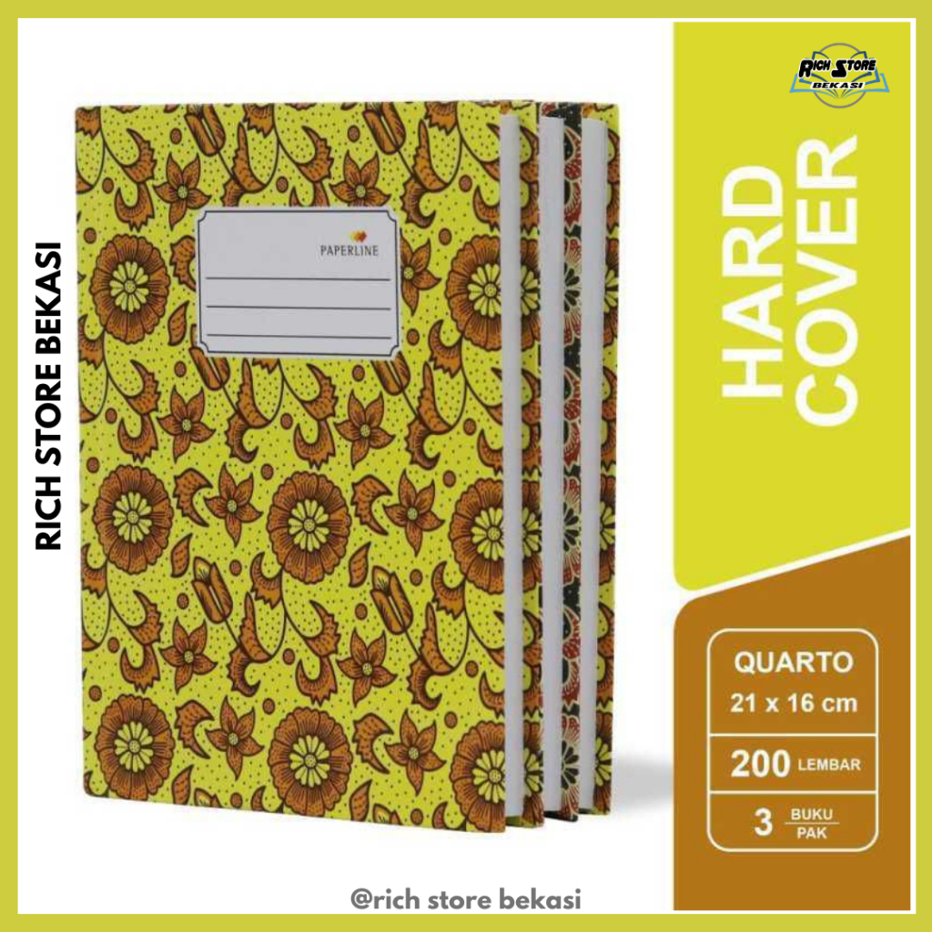 

BUKU KWARTO HARD COVER BATIK 200 LEMBAR MERK PAPERLINE - HARGA PER 1 PCS BUKU MOTIF RANDOM