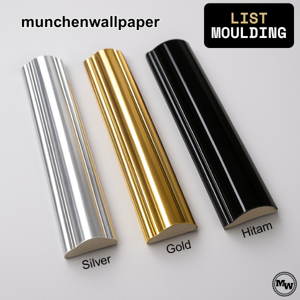 Lis List Border Profil Wall Moulding/Molding PVC Dekorasi Hiasan Dinding Warna Putih Silver Gold Hit
