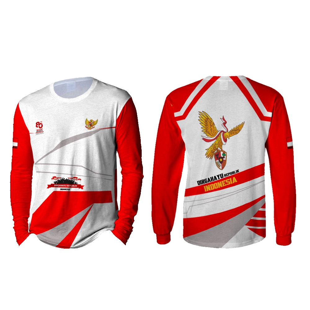 Kaos 17 Agustus Lengan Panjang / Baju Kaos Polo 17 Agustus Dewasa Anak / Jersey 17 Agustus 2025