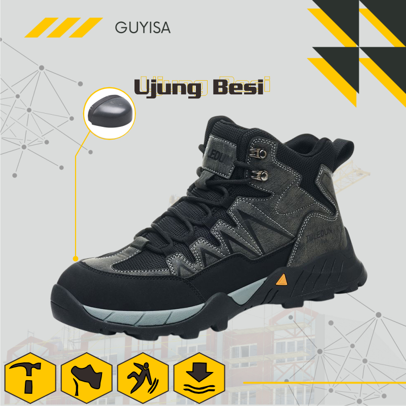 Tuledun Sepatu Sneakers Safety Sport Zeleno Army | Sepatu Safety Sport | Sepatu Kerja | Sepatu Pabri