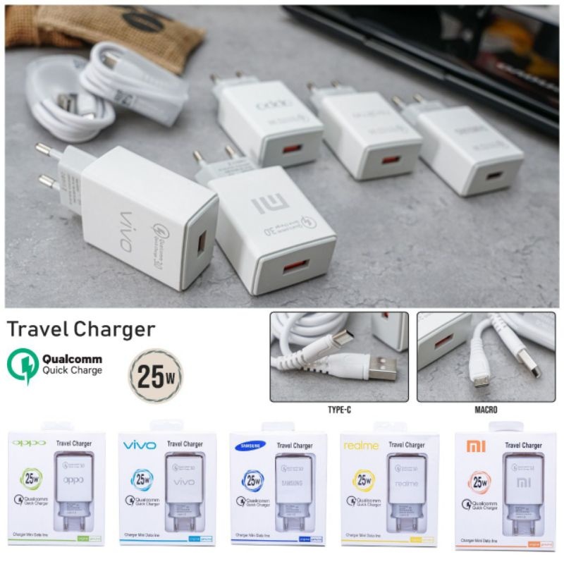 TC CHARGER BRANDED AK-933 FC SUPPORT FAST CHARGING 25W QC 3.0A MICRO USB & TIPE-C