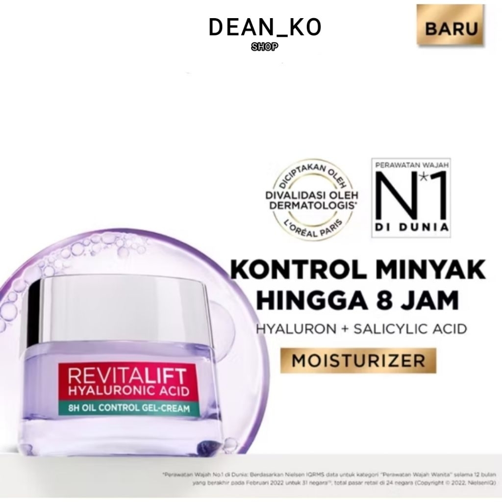 Loreal Paris Revitalift Hyaluronic Acid Bh Oil Control Gel-Cream kulit terasa kenyal & Replumping