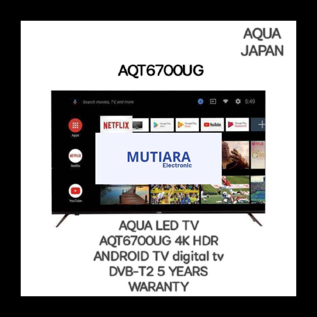 AQUA LE43AQT6700UG / 43AQT6700UG 4K ANDROID TV 43 INCH