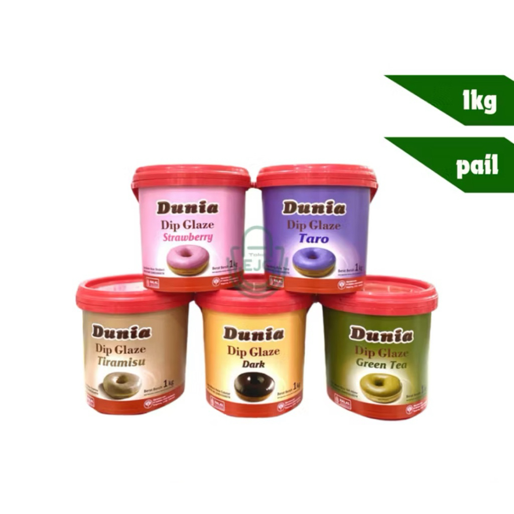

DUNIA DIP GLAZE ALL VARIANT 1 KG / SELAI DUNIA/ SELAI DONAT/ SELAI ROTI/SELAI KUE -BAHAN KUE