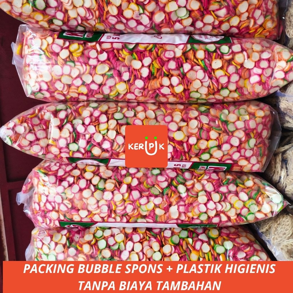 

Kerupuk Bawang Pelangi Warna-warni Mentah Bahan Krupuk Seblak Pedas