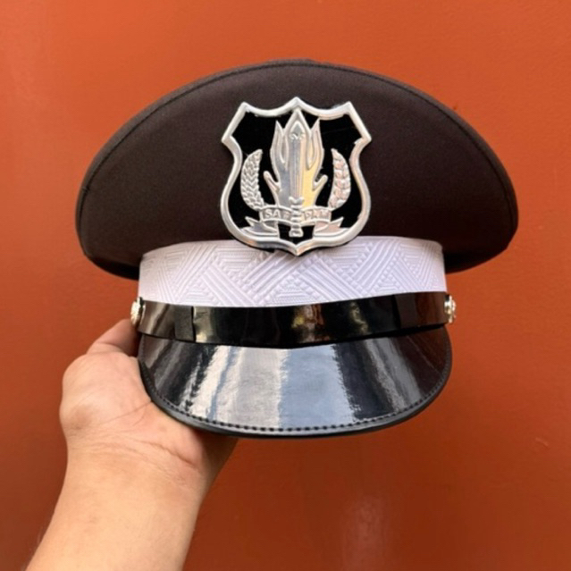 Topi pet satpam coklat terbaru