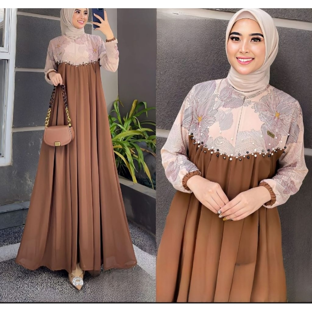 6.6 Sale Diskon Hari ini Najah Fashion Kifara Dress Kondangan Cringkle Airflow MIx Ceruty Babydoll M