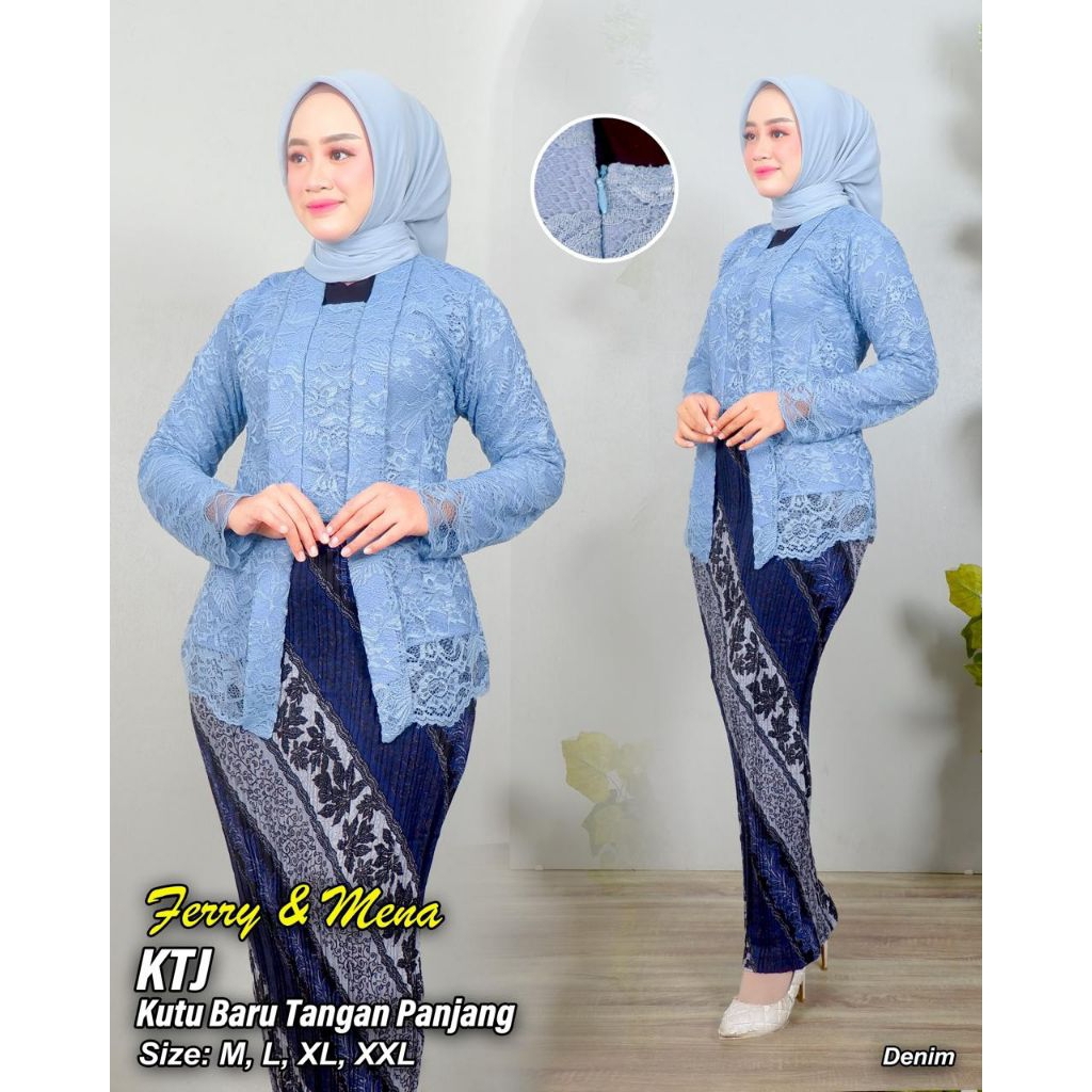 setelan Kebaya Modern Kutubaru Brokat / Atasan Kebaya Lengan Panjang / Baju Kebaya Kondangan Dan Wis