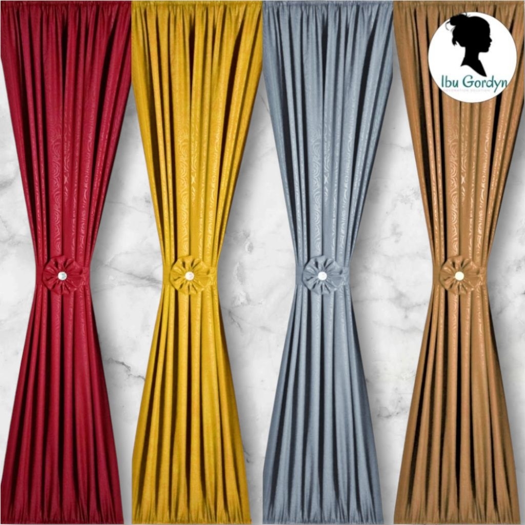 gorden jendela minimalis polos bahan kain katun