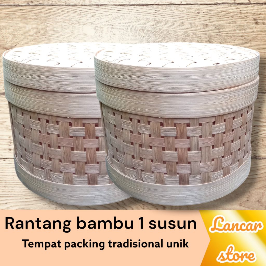 Rantang bambu 1 susun diameter 18cm / Rantang anyaman / Rantang bambu unik