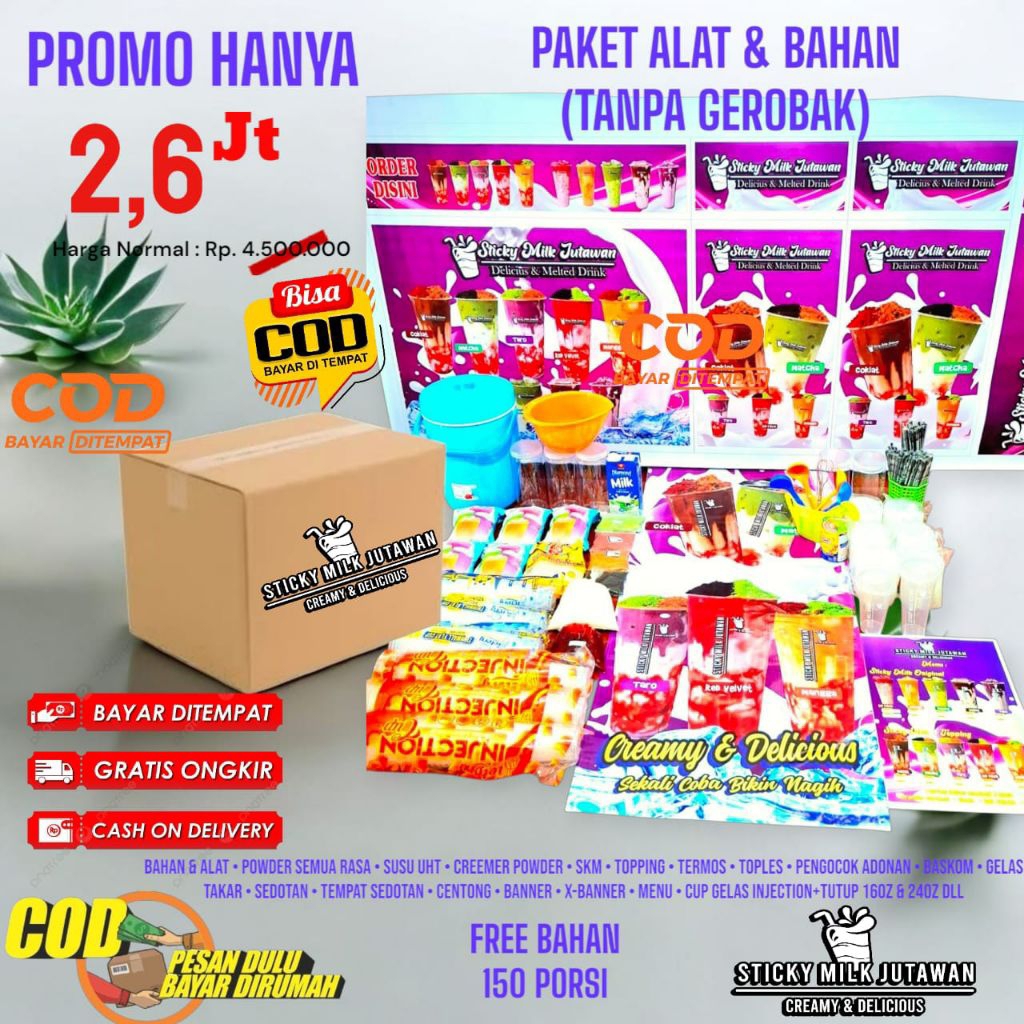 

Paket Usaha Minuman Murah Sticky Milk Jutawan - Paket Bahan Baku & Alat