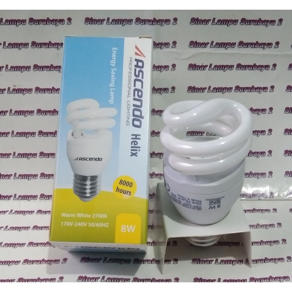 Lampu Spiral Ascendo 8 Watt kuning super terang