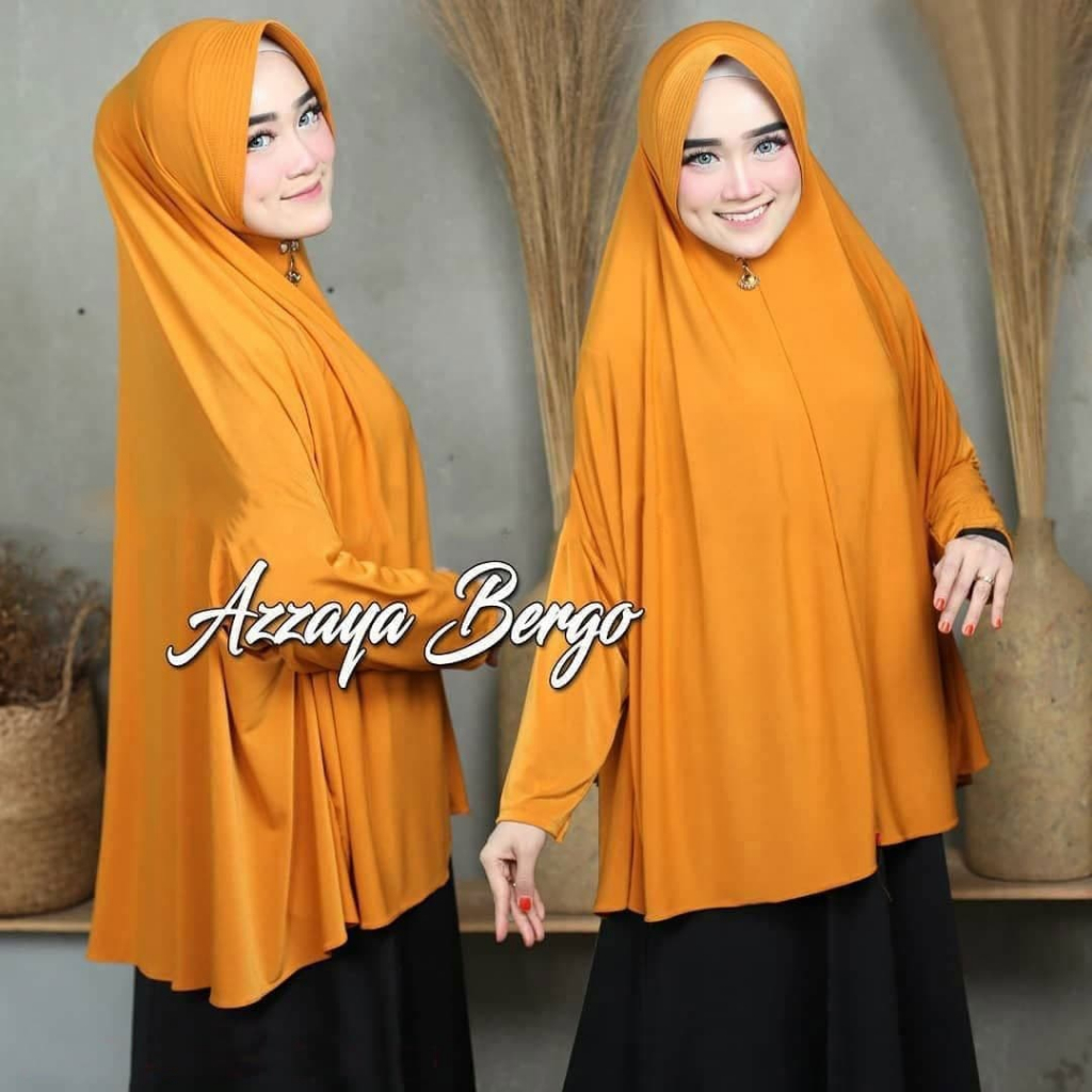 Hijab Khimar Azzaya Lengan Kerudung Syari Bergo Instan Berbahan Jersy Jumbo MH