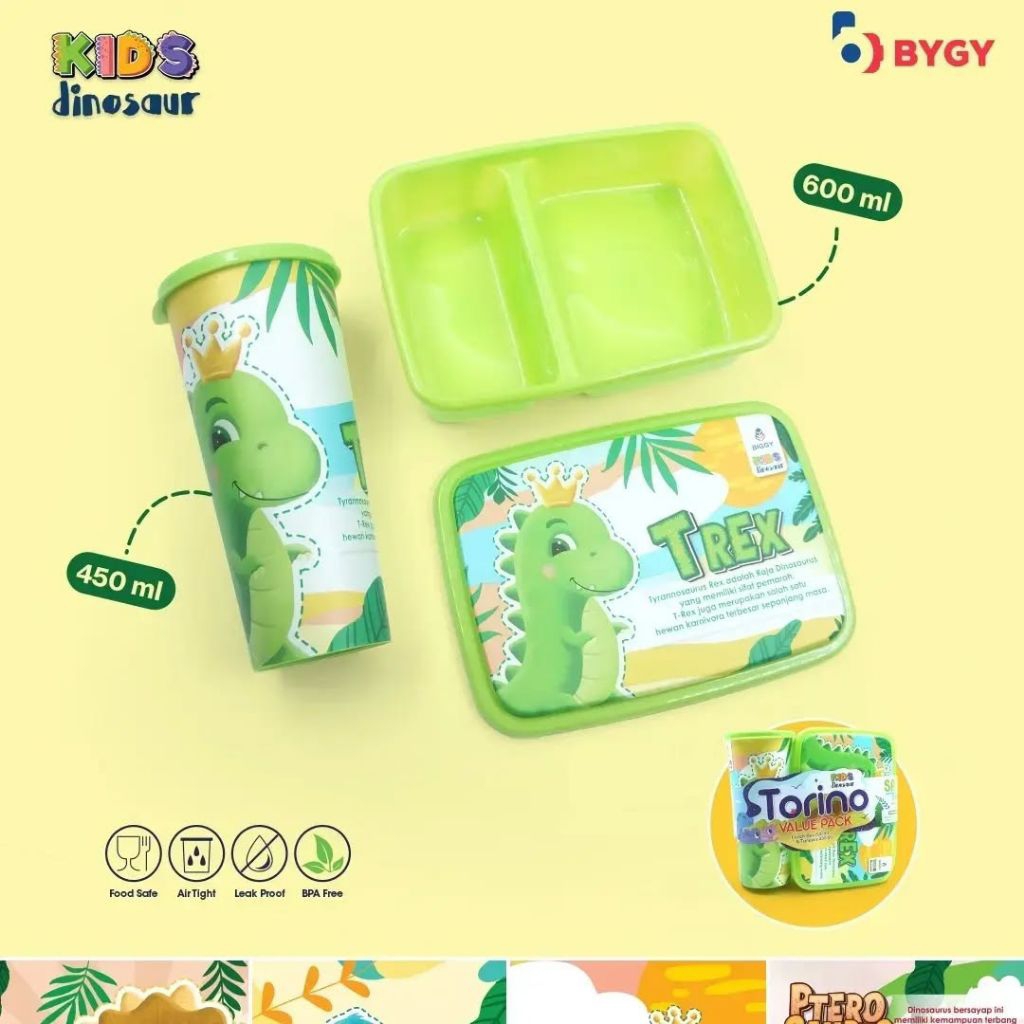 Tempat Makan Anak Torino Set Botol/ Lunch Box Bygy Moon set 600ml + 450ml / Tempat Bekal Anak Series