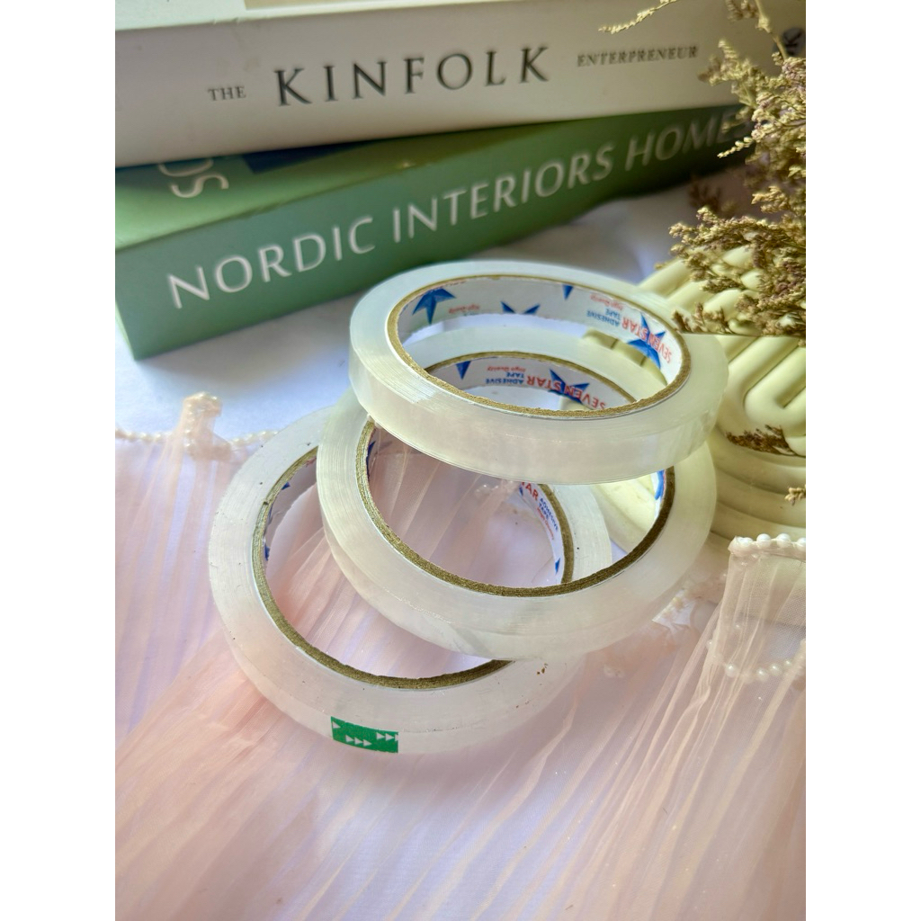 

Isolasi bening 12mm 90 yard / Solasi transparan 0,5 inch