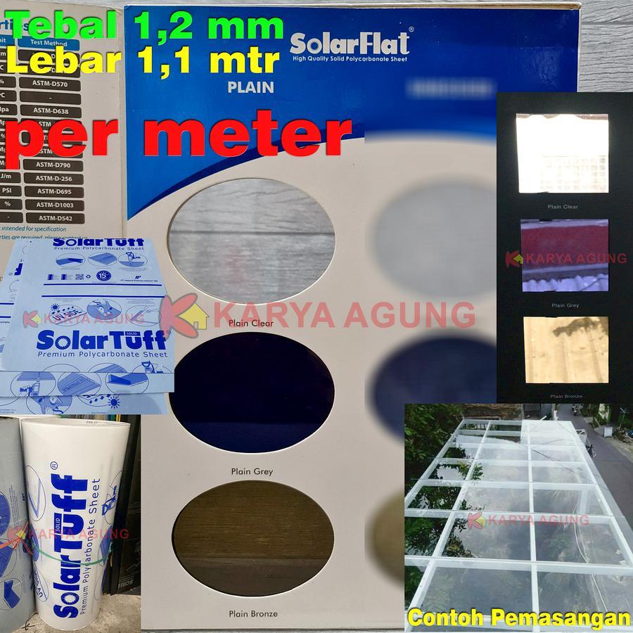 Atap SOLARTUFF SOLID 1,2mm Plain (Polos) PER METER / SolarFlat 1.2 mm (Meteran) Fiber Kanopi Rumah P
