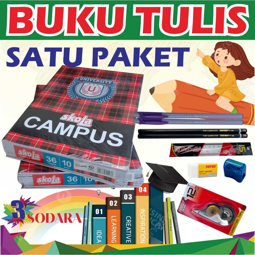 

BUKU TULIS PERLENGKAPAN ANAK SEKOLAH SATU PAKET