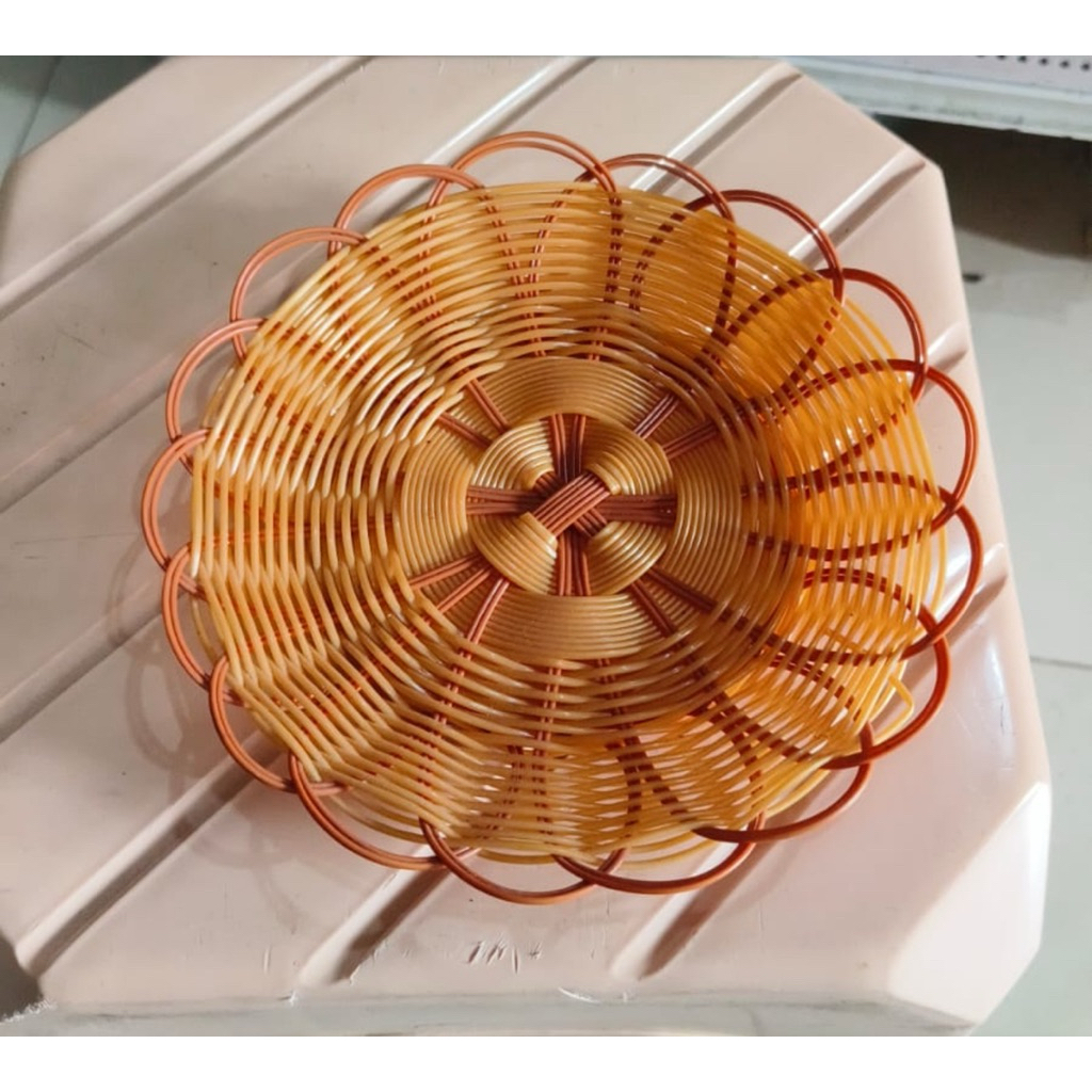 Keranjang piring rotan kecil bulat parcel buah kue