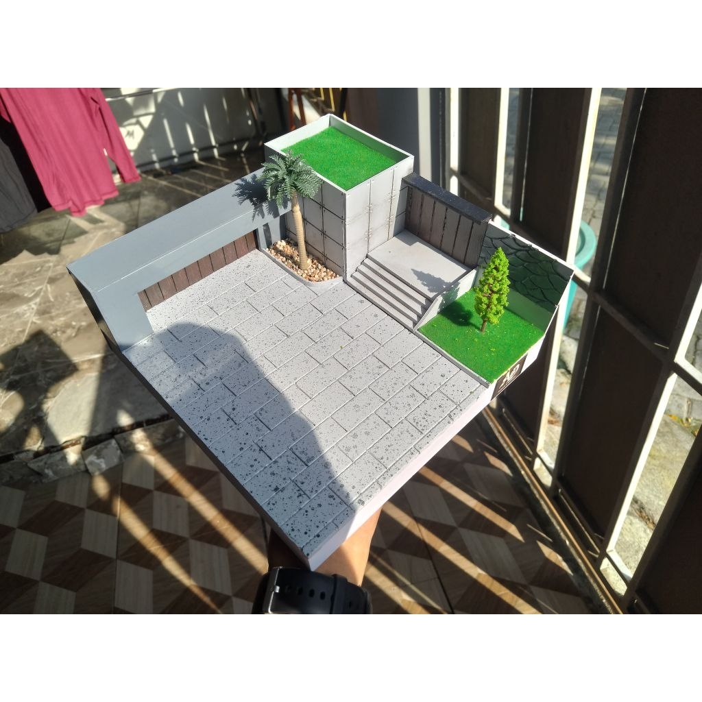 Diorama halaman rumah hotwheels mini GT skala 64