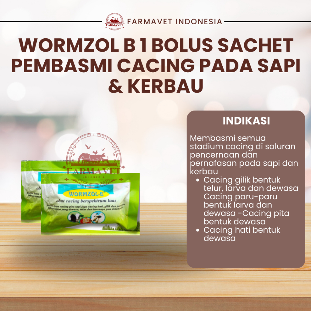 Wormzol B 1 Bolus Sachet Mengobati Sapi Kambing Cacingan Obat Cacing Hewan