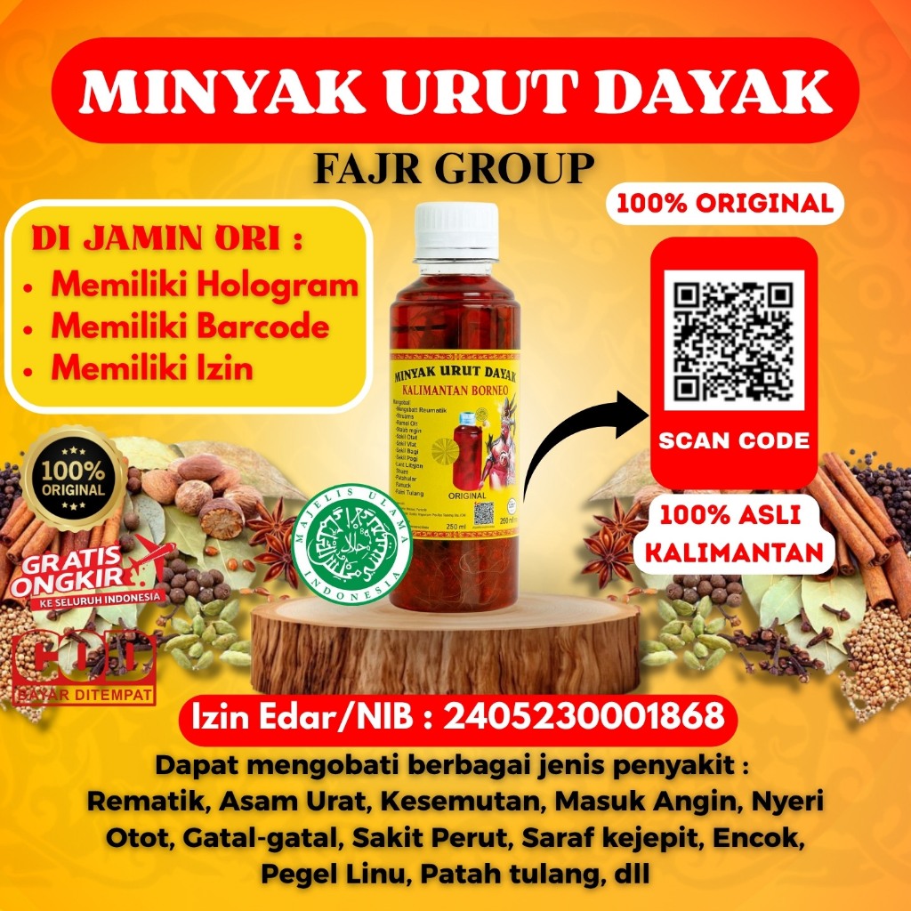 Minyak Urut Dayak Asli Kalimantan Herbal Alami ORI 100% UANG KEMBALI JIKA TIDAK ORI