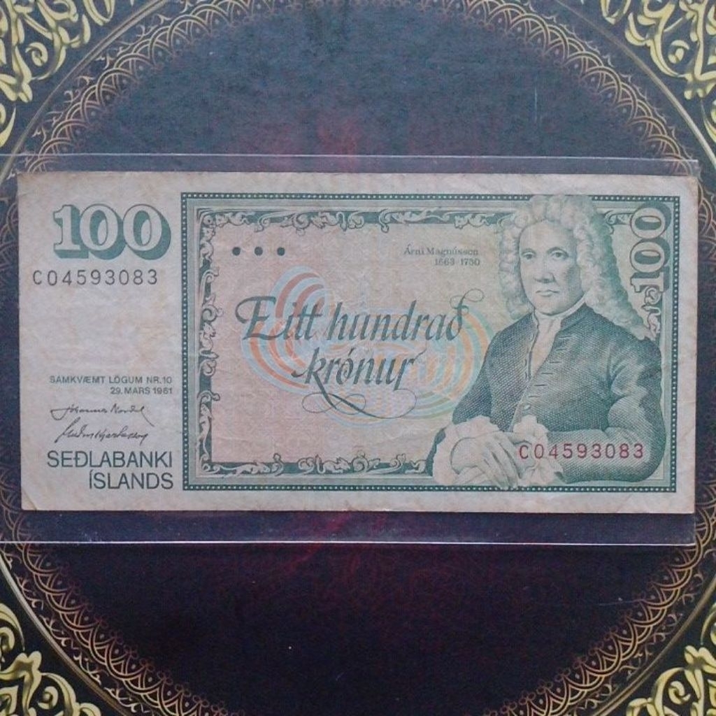 Uang Islandia 100 kronur 1961 vf