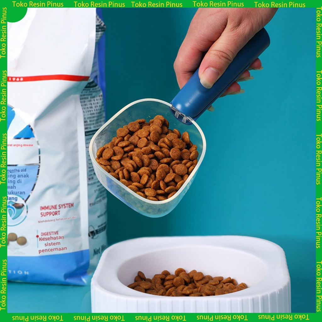 Sendok makanan multifungsi baru dengan timbangan, sendok transparan untuk makanan hewan peliharaan, 