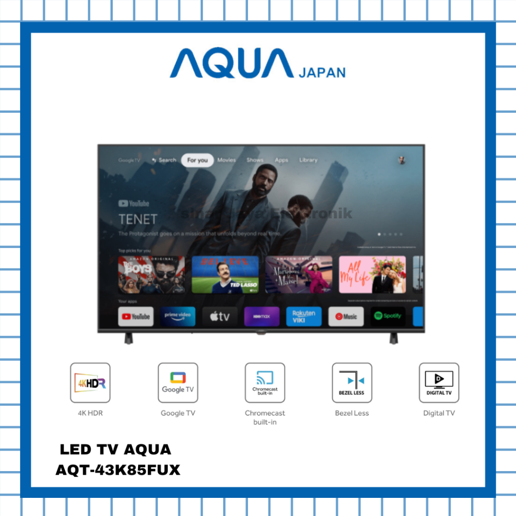 LED TV AQUA AQT-43K85FUX GOOGLE TV 43 INCH 4K HDR