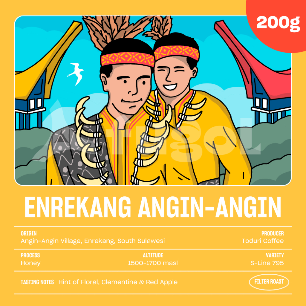 

Biji Kopi Arabika Enrekang Angin -Angin Honey (200gr) Single Origin