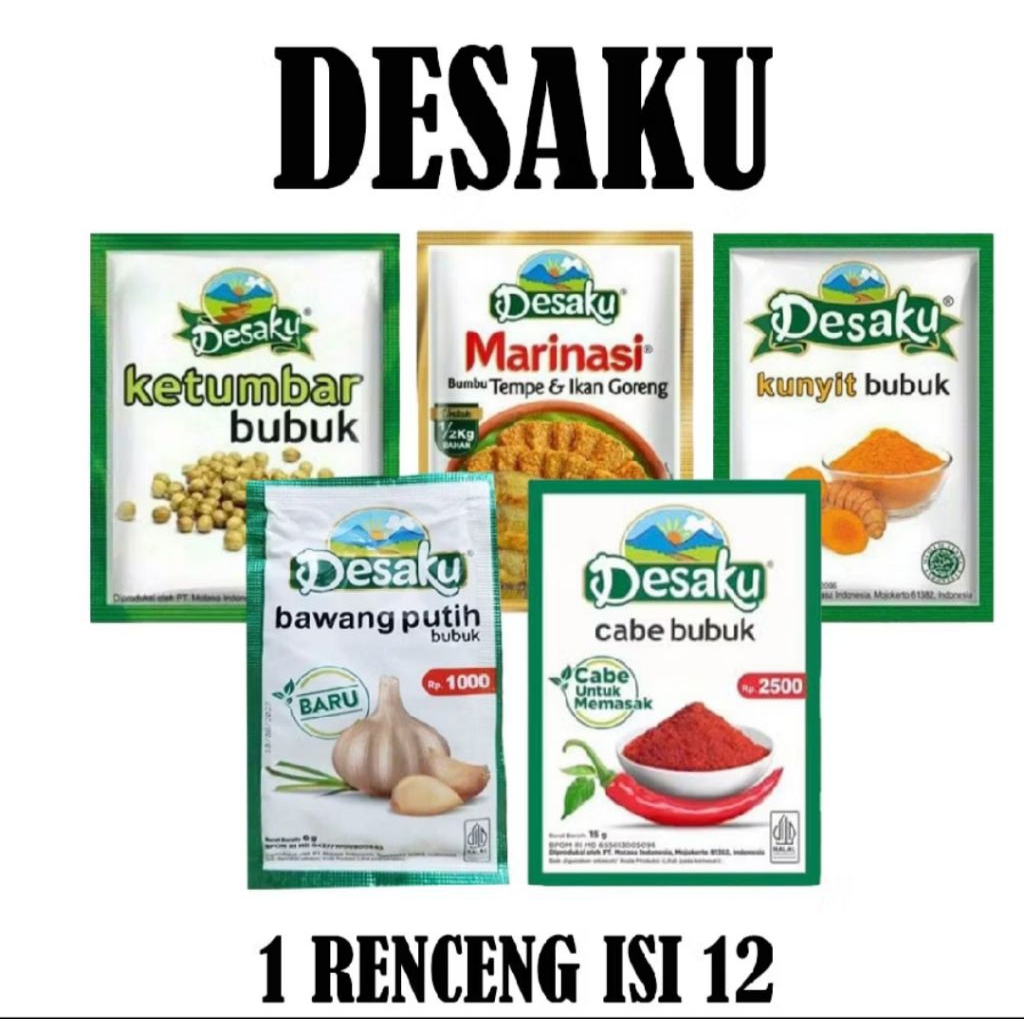 

DESAKU MARINASI / KETUMBAR / KUNYIT BUBUK / BAWANG PUTIH / CABE BUBUK 1 renceng
